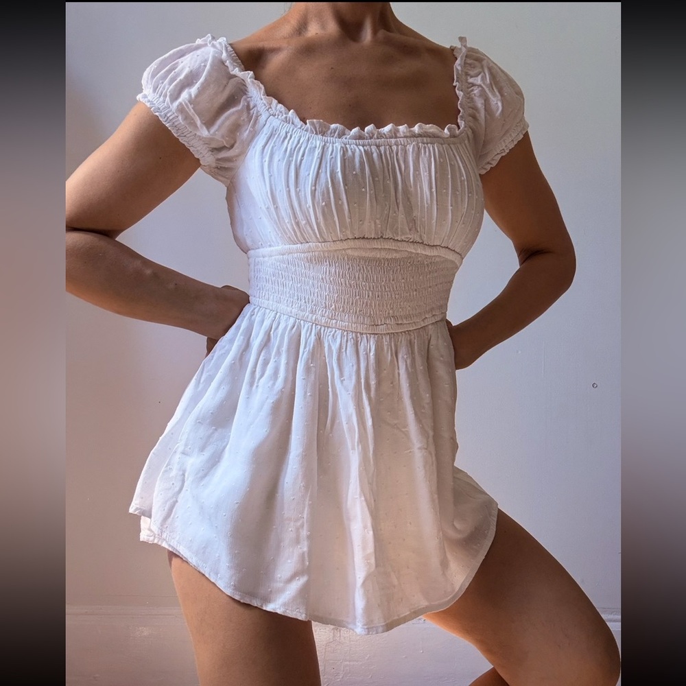 Hollister smocked dress with hidden shorts and pockets